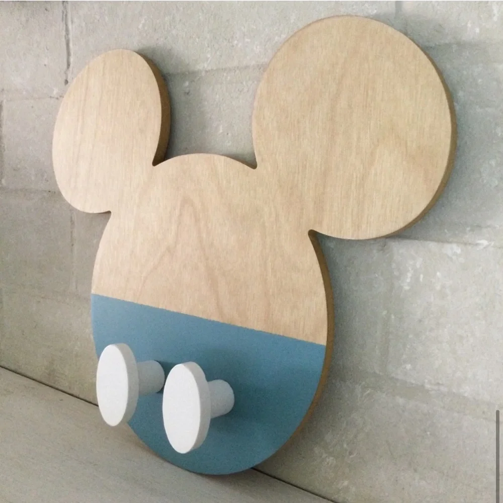 DISNEY Mickey Mouse Wall Hooks Wooden Wall Mount - NWT